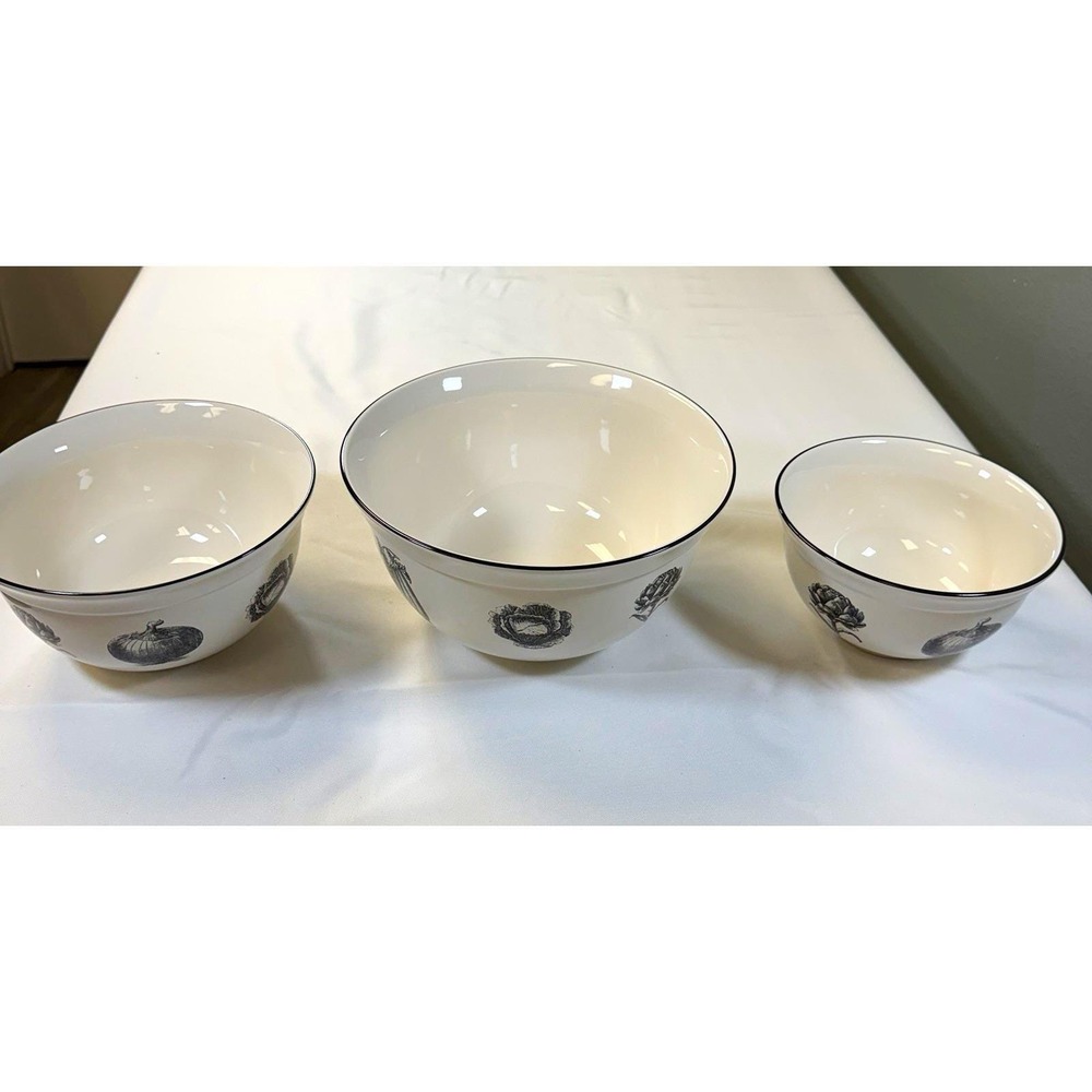 Vintage Pfaltzgraff Farmers Market Nesting Mixing Bowls Set of 3 Pat Farrell USA